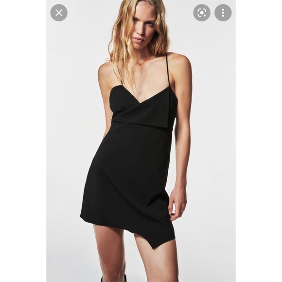 CROSSOVER NECKLINE DRESS - Black | ZARA - Picture 1 of 6